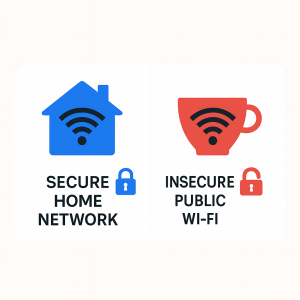 Padlock icon over a globe symbolising secure networking