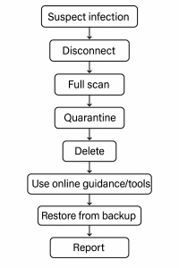 Flowchart-style malware incident response